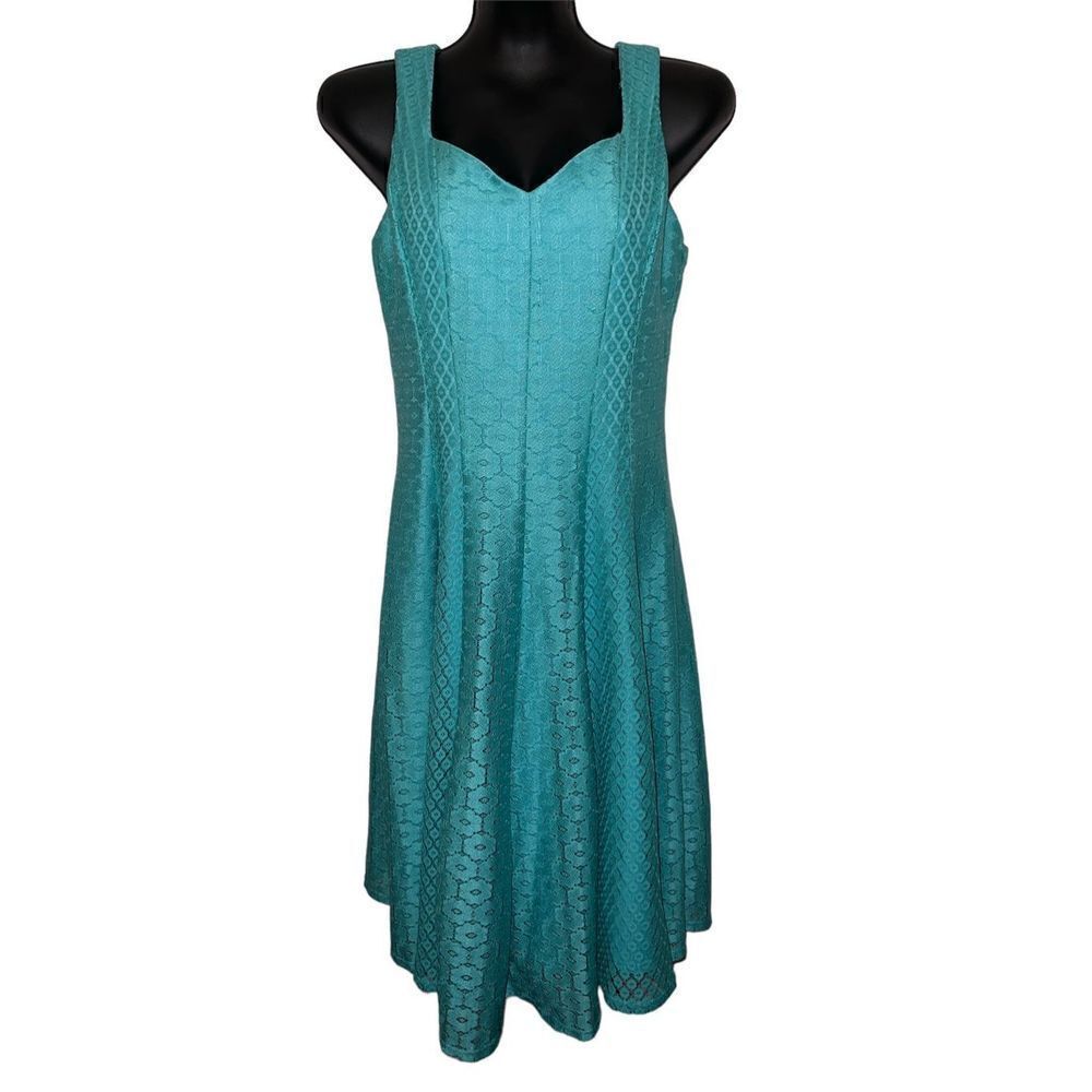 Danny and Nicole green/teal sleeveless fit and flare dress SZ 12